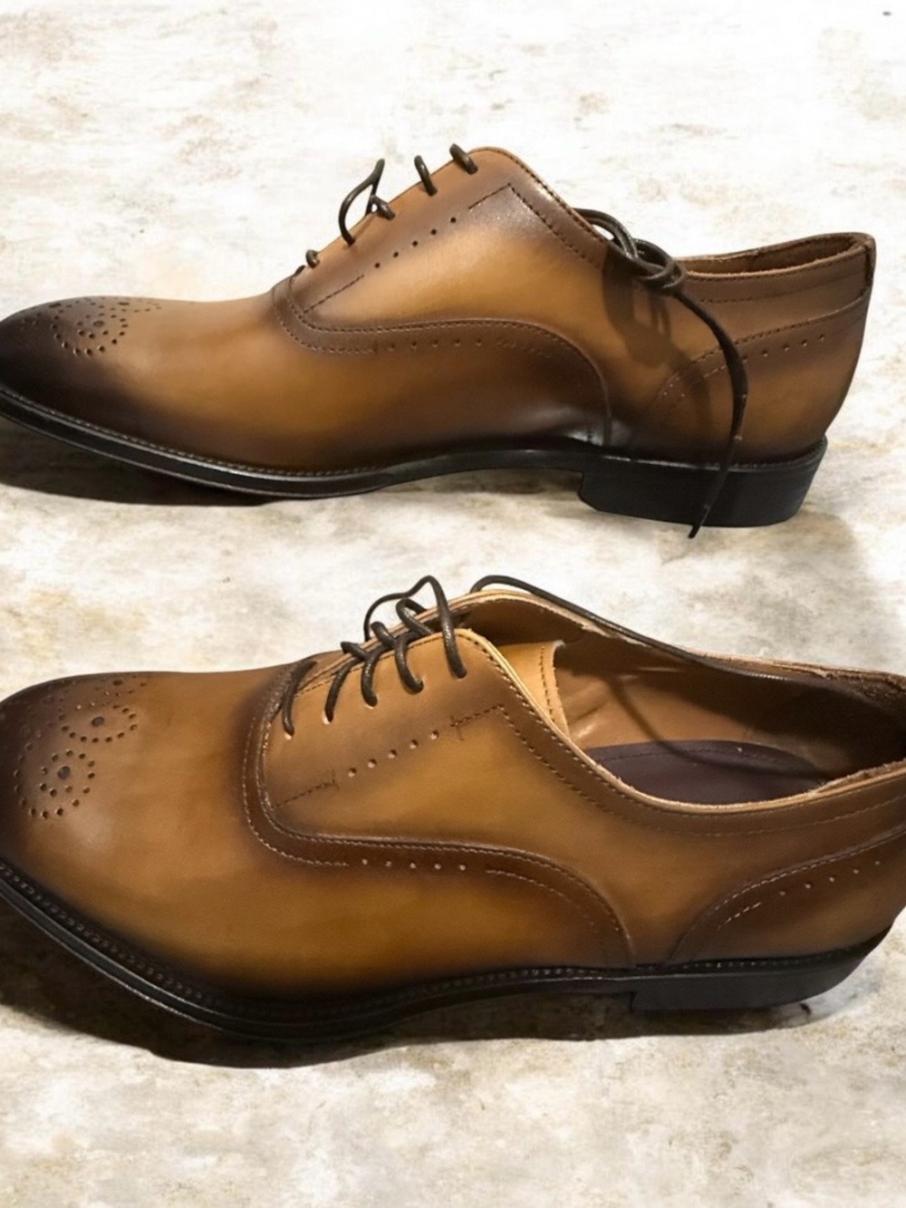 Bruno Magli Solo Mens Brown Leather Oxford Dress Shoes Made in Italy Siz 9 45326